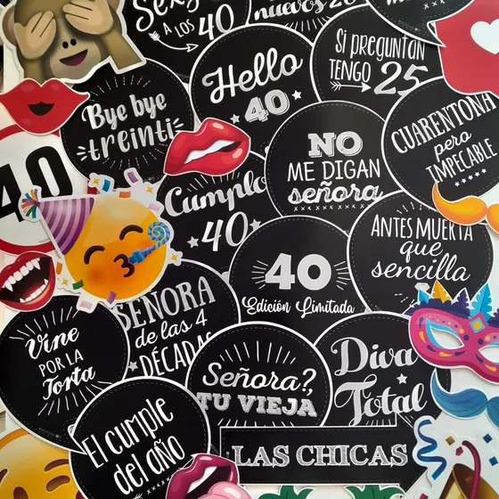 Props Cumple 40 Años Carteles Fotos Mujer A Elección 10u