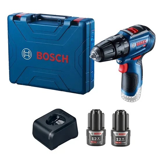 Taladro Percutor Bosch Gsb 12v-30 Brushless + 2 Baterías Color Azul Frecuencia Azul