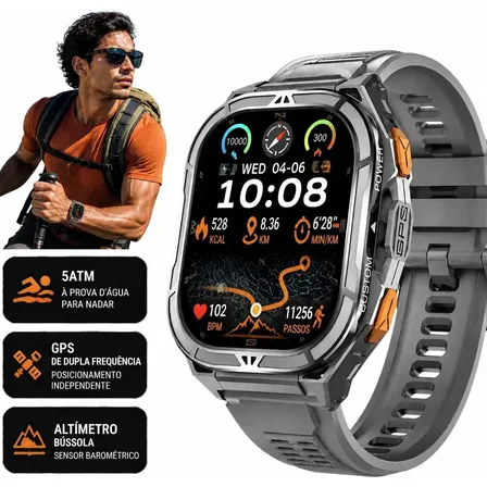 Relógio Smartwatch Esoyip X5 Gps 5atm Esportivo Masculino Cinza Sport