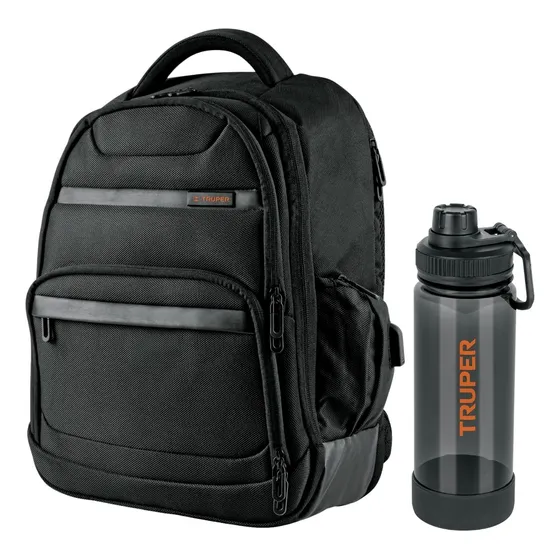 Kit Mochila Porta Laptop Y Tomatodo De Plástico Truper
