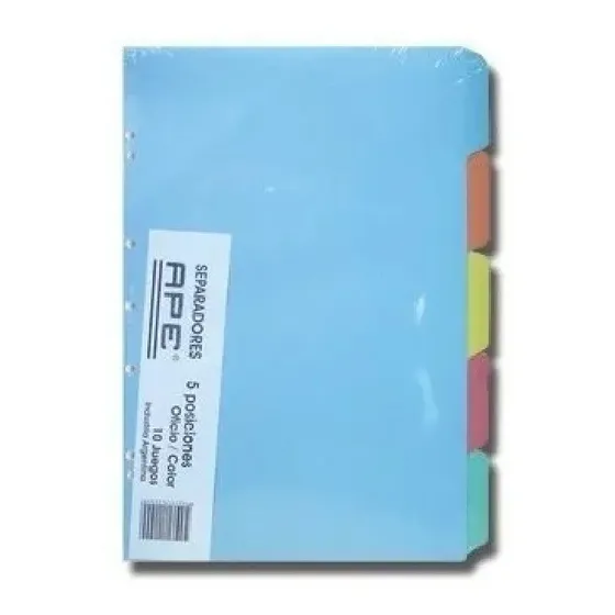 Separadores A4 Cartulina Colores Pack X 10juegos De 5 Posic. Color Celeste