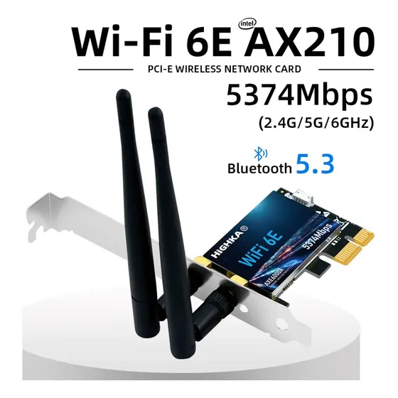 Tarjeta De Red Wi-fi 6e Pcie 5374mbps Con Bluetooth 5,3