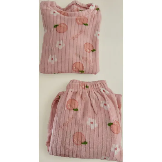 Conjunto  Pijama  Plush Acanalado Mujer Invierno