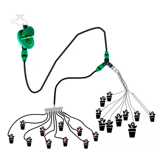 Kit Irrigação Automático Gotejamento + Chuveirinho 20 Pontos