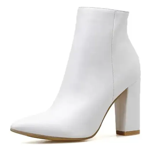 Botas Blancas Casuales Cuero Cuerina Elegantes Clásicas