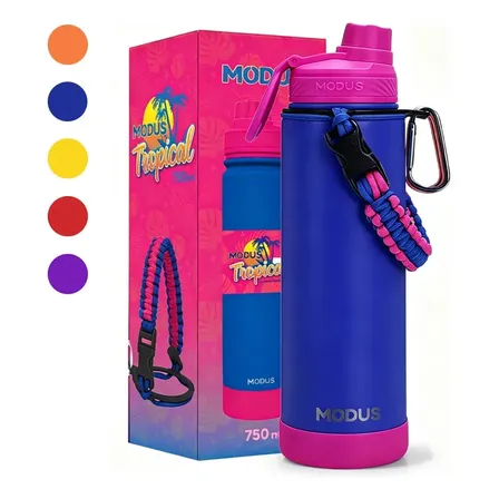 Cokunst Garrafa Térmica 750ml Aço Inoxidável Parede Dupla Isolada Academia Viagem Lazer modus Azul E Rosa
