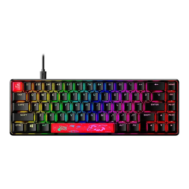 Teclado gamer HyperX Alloy QWERTY HyperX Tactile Aqua inglés US color negro con luz RGB