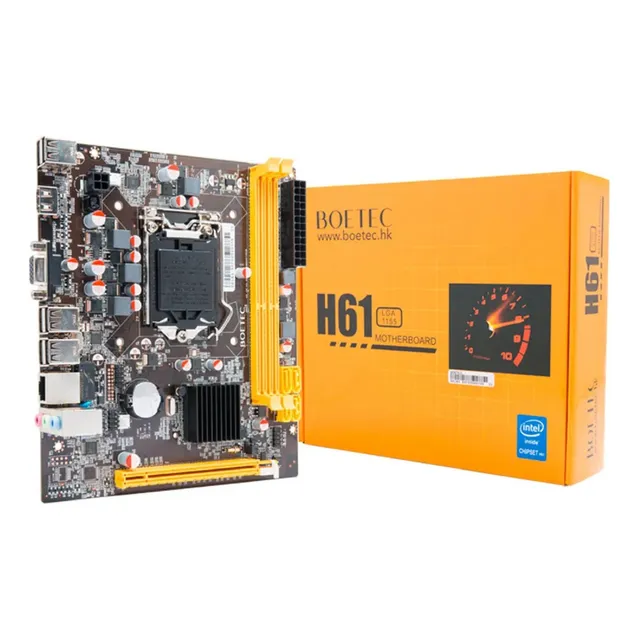 Placa Boetec H61, Intel Lga 1155 2th/3th Gen, 2xddr3 Color Negro - Amarillo