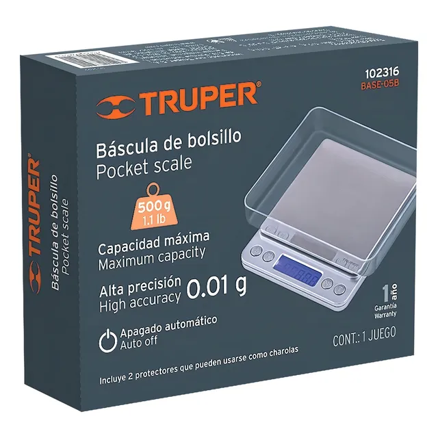Bascula Digital De Precisión De Bolsillo 500g / Truper