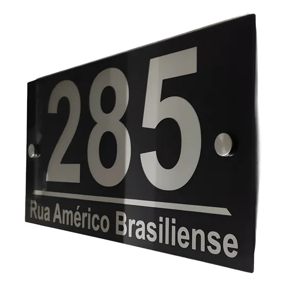 Número Residencial De Casa  Espelho De Vidro Com Nome Da Rua