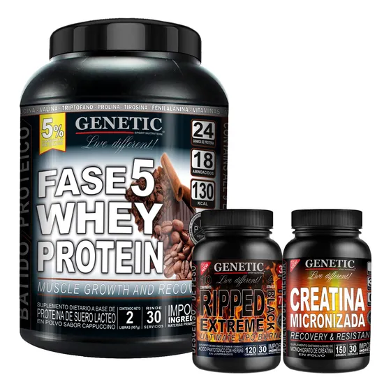 Músculos Definidos Proteína F5 Ripped Black Creatina Genetic