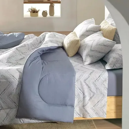 Jogo De Cama Solteiro Fred 100% Algodão 3 Peças Cinza Karsten Geométrico