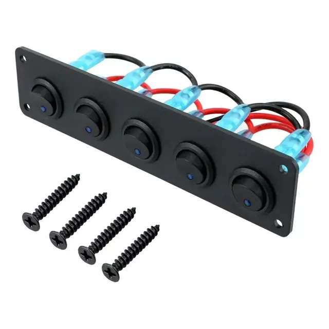 Panel Botonera 5 Switch 12v Luz Azul Led Auto Camion Offroad