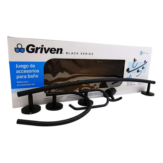 Accesorio De Baño 4 Pza Negro Mate Griven