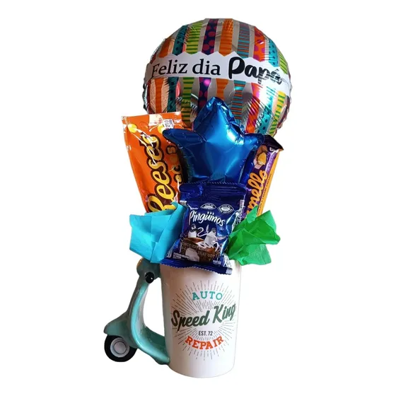 Arreglo De Regalo Combo Scooter Mug (taza + Globos + Chuches