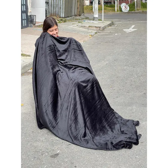 Cobija Manta Piel Ángel Térmica Unicolor Cama Doble Color Negro Diseño de la tela Liso