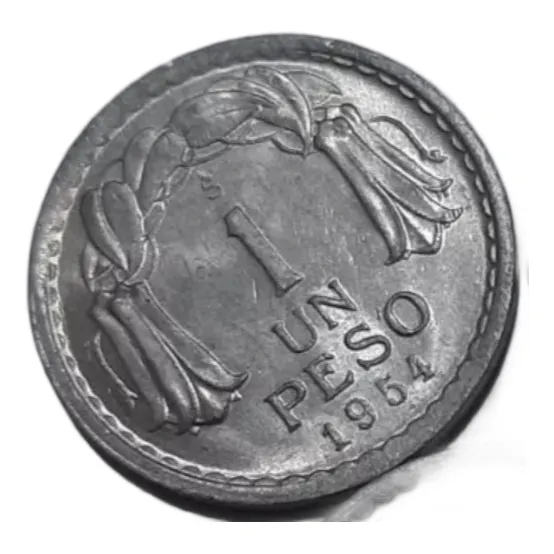 Moneda Chilena De 1 Peso Desde El Año 1954 Al 1958 Aluminio