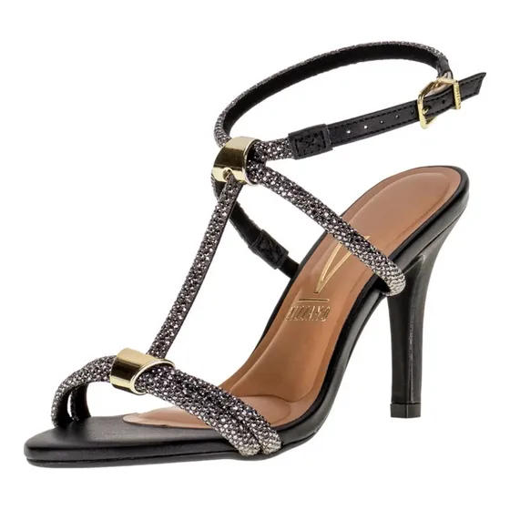 Sandalias Vizzano Negras Con Plateado