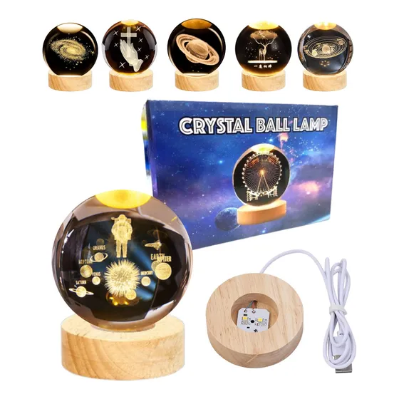 Bola Cristal 3d Lampara Noche Flotante Led Saturno Esfera