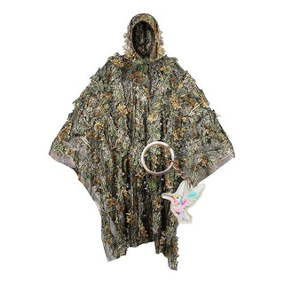 - Capa De Caza Tipo Poncho Ghillie De Camuflaje Con Hojas - Capa De Caza Tipo Poncho Ghillie De Camuflaje Con Hojas
