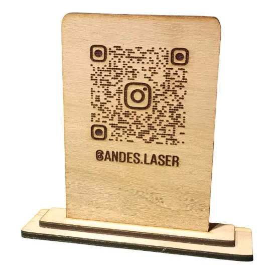 Soporte De Qr De Madera Para Mesa - Corte Y Grabado Laser