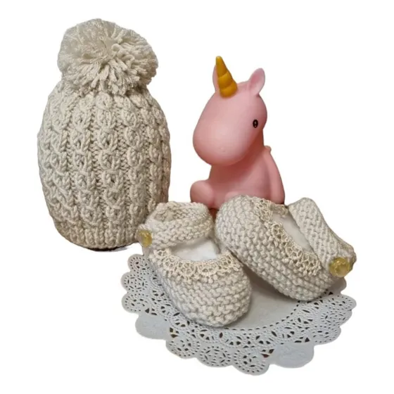 Conjunto Guillerminas Gorro Lana Bebé Recién Nacido Veladora