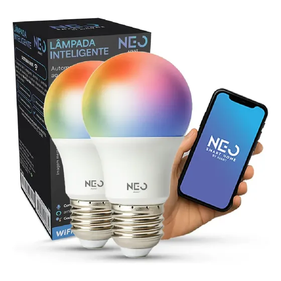 Kit 2 Lampadas Led Pera Smart Inteligente Wi Fi 2.4ghz Alexa Google 10w Rgb 2700k/6500k Branco Quente/neutro/frio E27 Cod: 290028177-2 Avant Neo