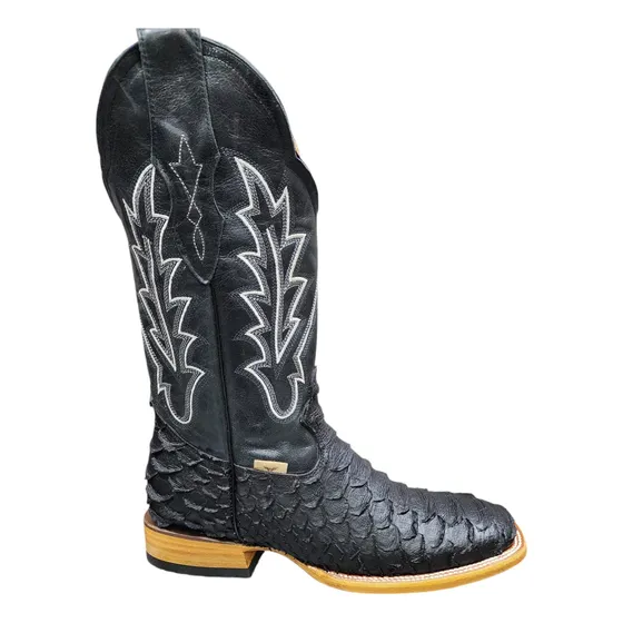 Bota Vaquera Rodeo Texana De Piel Grabado Pitón