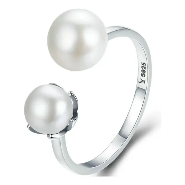 Anillo De Compromiso Perla De Rio Plata 925  Talla Adaptable