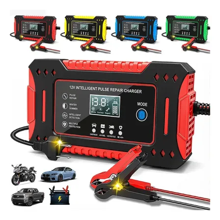aweshine Carregador inteligente de bateria automotivo 12V portátil, para carro, moto, caminhão e bateria estacionária vermelho