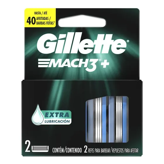Repuestos Para Afeitar Gillette Mach3+ Extra Lubricación por 2 unidades
