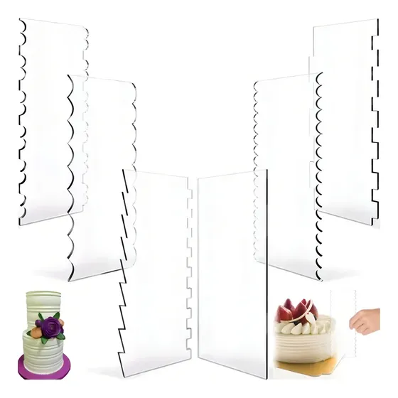 Set De 6 Espátulas Altas Para Repostería, Scrappers Y Peine Raspa, Herramientas De Cocina Para Decoración De Pasteles, Transparente Acrílico, Cortador De Pasteles Y Raspador Para Crema