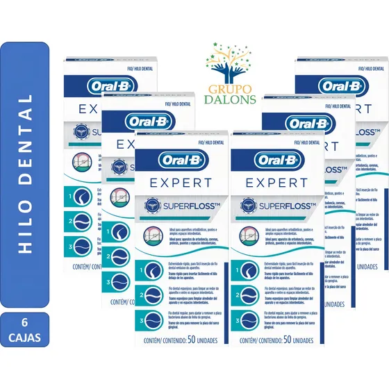 Hilo dental Oral-B Essential Floss Superfloss 50 u pack x 6