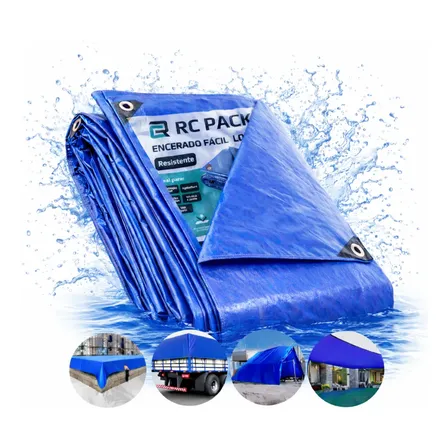 Lona Plástica Multiuso Azul 8x4 200 Micras Impermeável