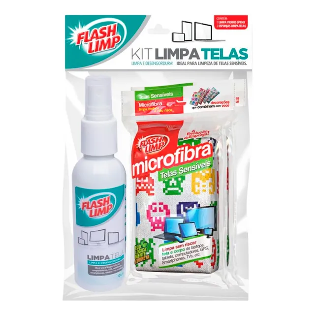 Limpa Tela De Celular Led Lcd Pc 120ml 2 Esponjas Anti Risco