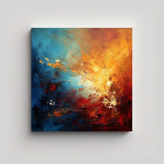 40x40cm Pintura Abstracta En Estilo Estilo Óleo En Tonos Az