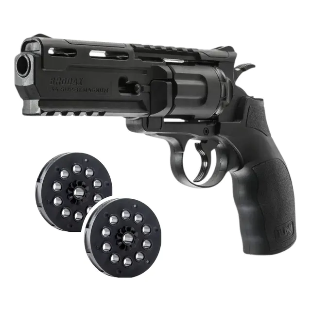 Pistola Revolver Umarex Brodax Cargador 10 Municiones 4.5mm Negro 4.5 Mm