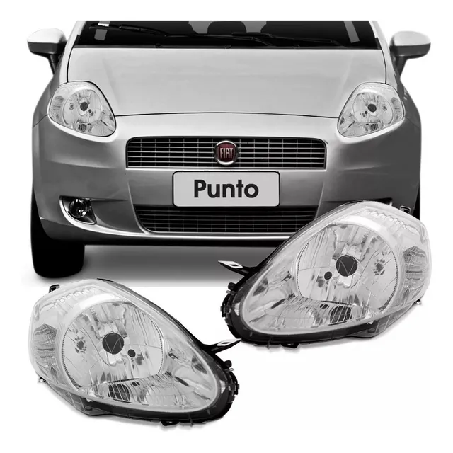 Par Farol Fiat Punto 08 2009 2010 2011 2012 Máscara Cromada 