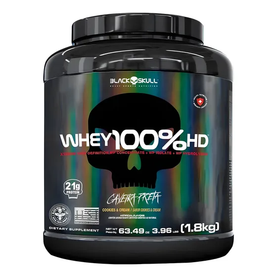 Whey 100% HD Pote 1.8kg Cookies and Cream Black Skull