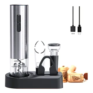 Abridor De Vinho AutomĂĄtico Base RecarregĂĄvel 4x1 Cor Prateado Abridor De Vinho AutomĂĄtico Base RecarregĂĄvel 4x1 Cor Prateado