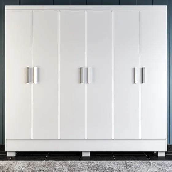 Armário De Quarto 6 Portas Roupeiro Com Gavetas E Cabideiro