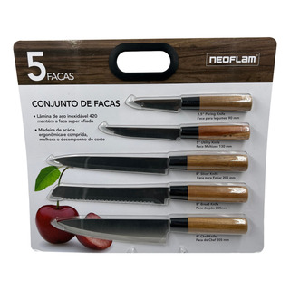 Conjunto De Facas 5 Peças Profissional Com Proteção Neoflam Conjunto De Facas 5 Peças Profissional Com Proteção Neoflam