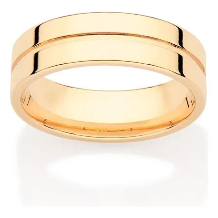Aliança Rommanel Lisa Com Friso Folheado A Ouro 513372