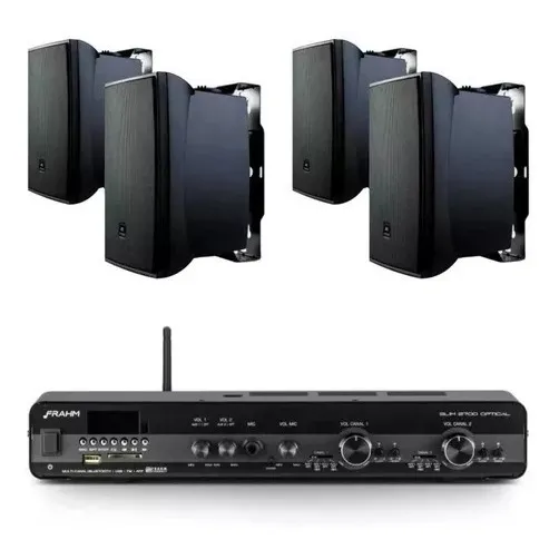 Som Ambiente 4 Caixas Jbl 80w + Receiver Frahm 2700 Optico  