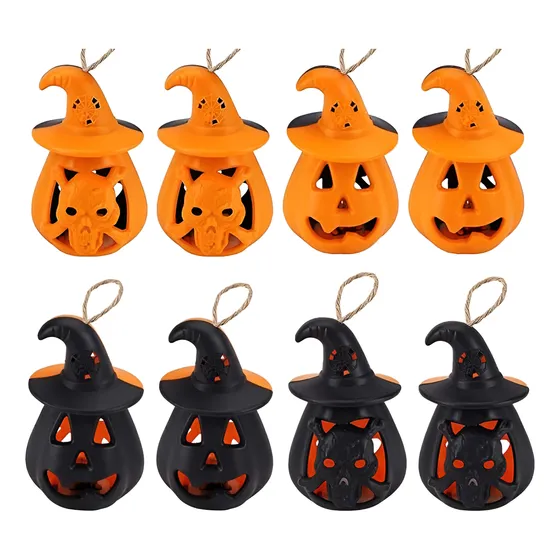 12 Pz Velas Led Adornos Halloween Diseño Calabaza Y Sombrero