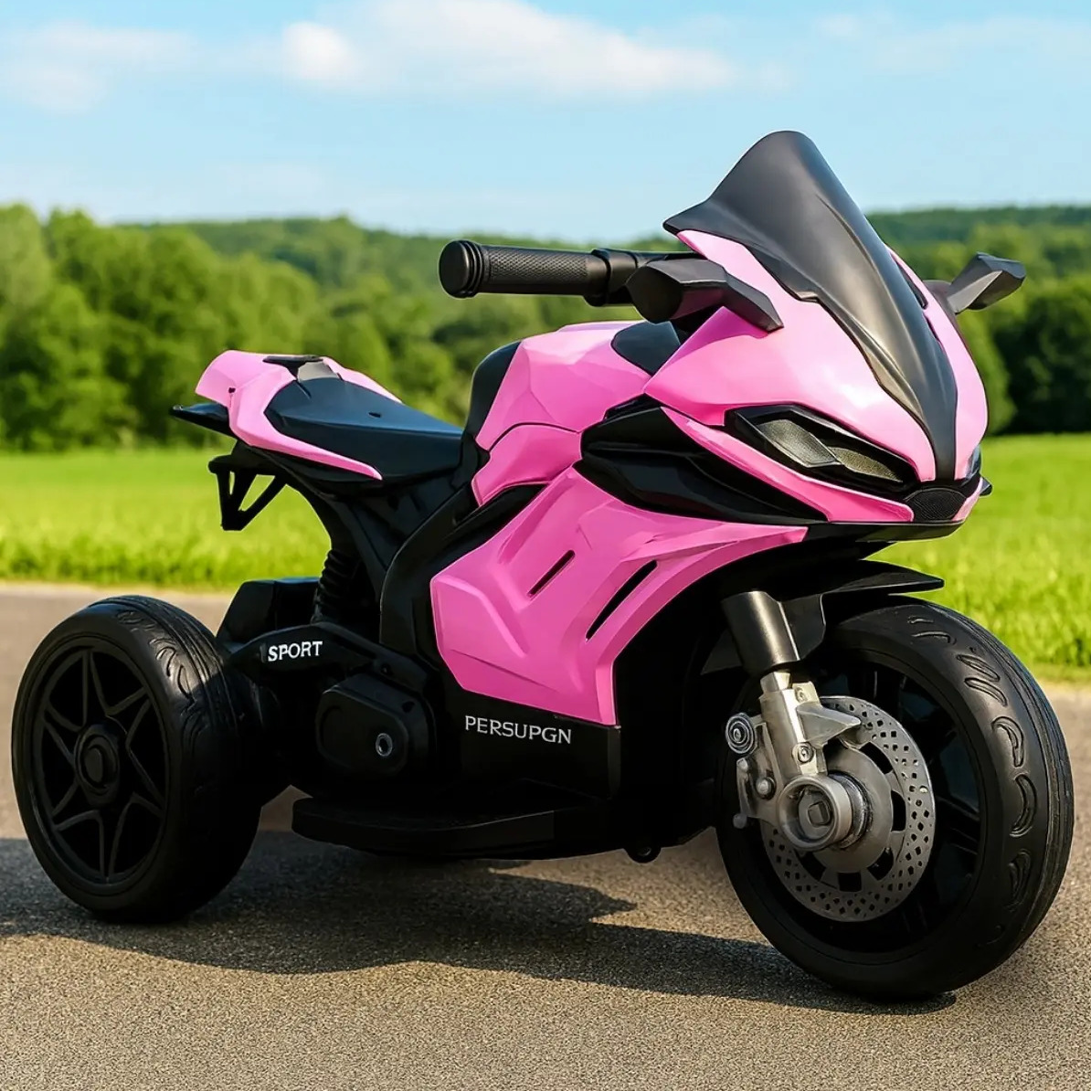 Mini Moto Elétrica Infantil Brinq Kids Rosa 6V Com Luzes E Buzina