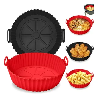 Kit 2 Formas Silicone Antiaderente Reutilizável Air Fryer