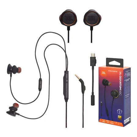 Fone Jbl Gamer Tipo C Com Fio Quantum 50c 1 Ano De Garantia Preto