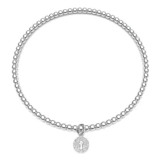 Pulsera De Plata 925 San Benito Mujer De Agálea Joyeria Diámetro 6 Largo 18