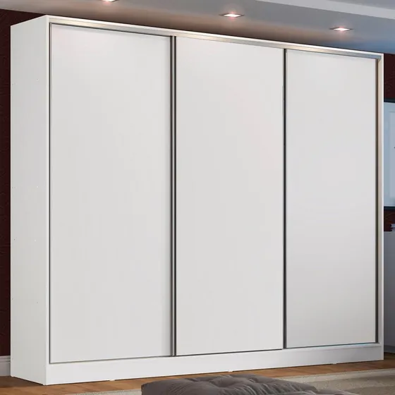 Guarda Roupa Casal 100% Mdf Madesa Zurique 3 Portas Correr Cor Branco XC106309